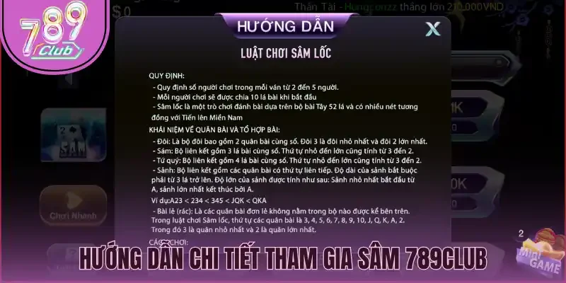 Hướng dẫn chi tiết tham gia sâm 789Club