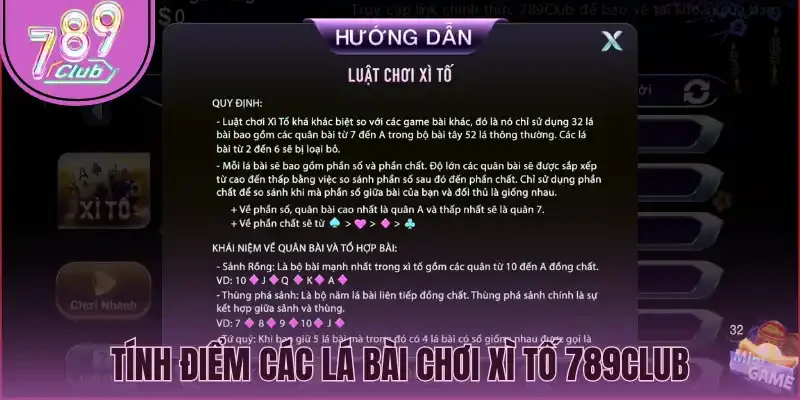 Tính điểm các lá bài chơi xì tố 789Club